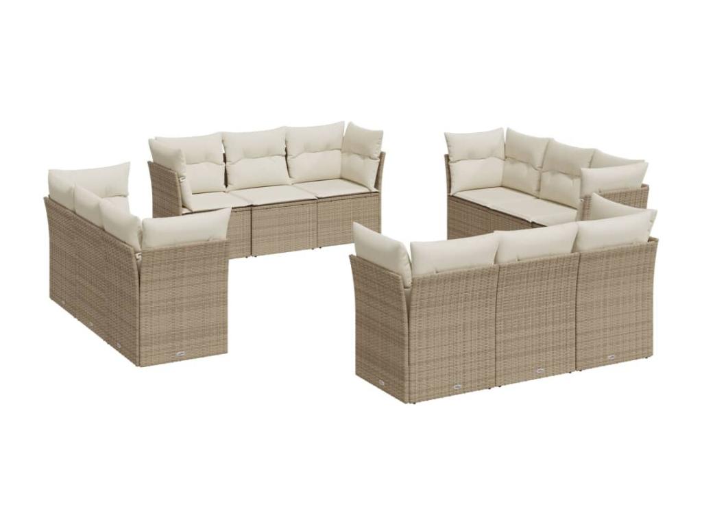 Set di mobili da esterno in vimini intrecciato in resina beige