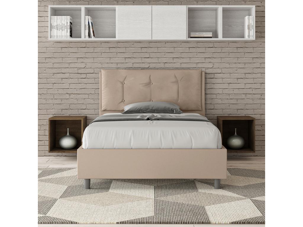 Letto in similpelle beige, 120 x 190 cm