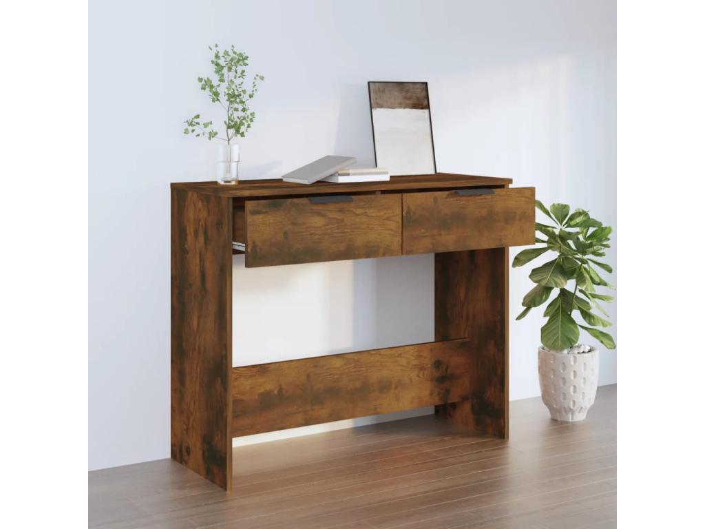 Tavolo in legno di quercia marrone, 90 x 36 x 75 cm