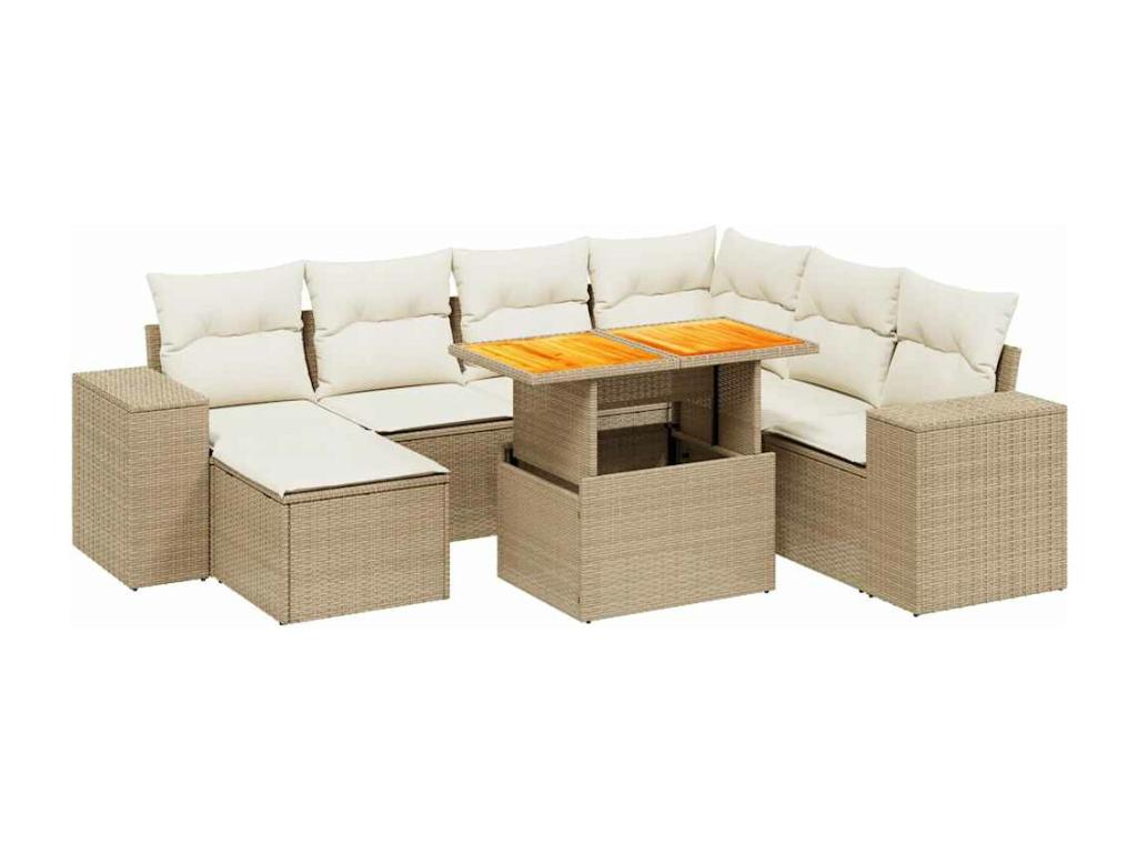 Set di mobili da esterno in vimini intrecciato in resina beige - dlz1766572223098