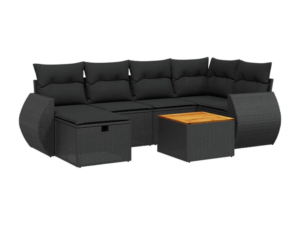 Set di mobili da esterno in vimini intrecciato in resina nera - dlz1766572807882