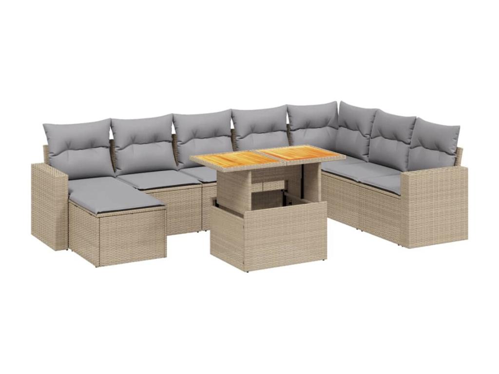 Set di mobili da esterno in vimini intrecciato in resina beige - dlz1766572259160