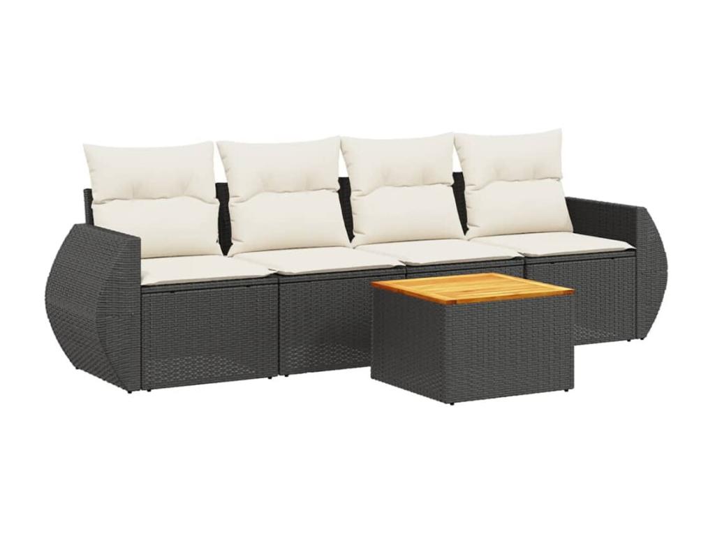 Set di mobili da esterno in vimini intrecciato in resina nera - dlz1766573082377