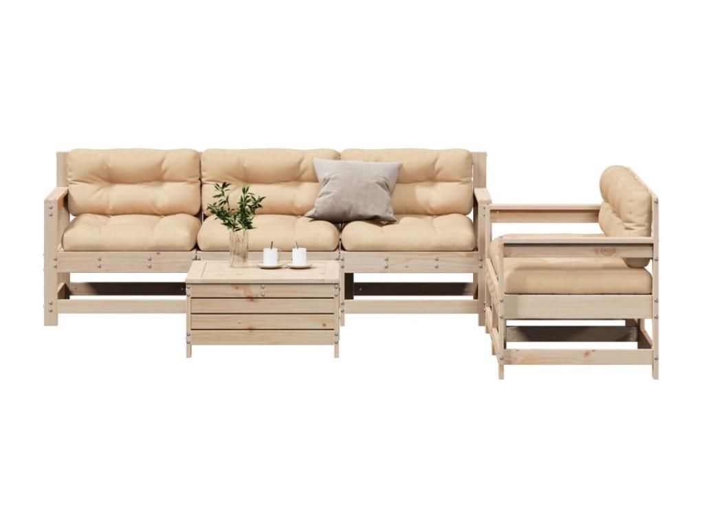 Set di mobili da esterno in legno di pino marrone - dlz1766572933952