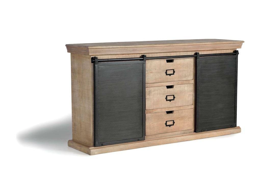 Credenza in metallo nero, 85 x 40 x 160 cm