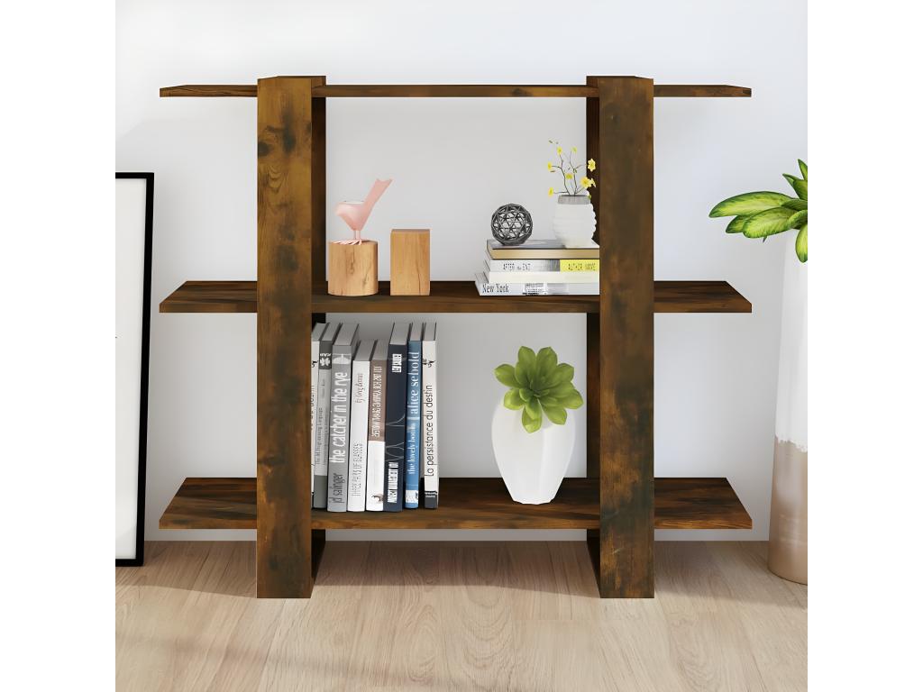 Libreria in legno di rovere marrone, 100 x 30 x 87 cm