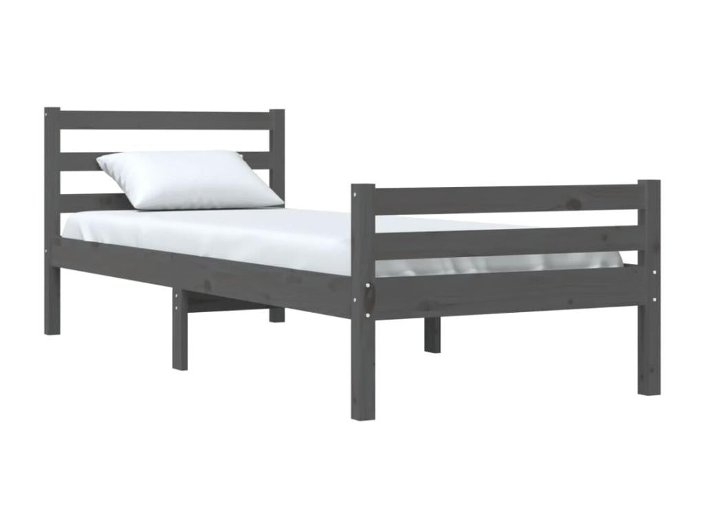 Struttura letto in legno massello grigio, 100 x 200 cm