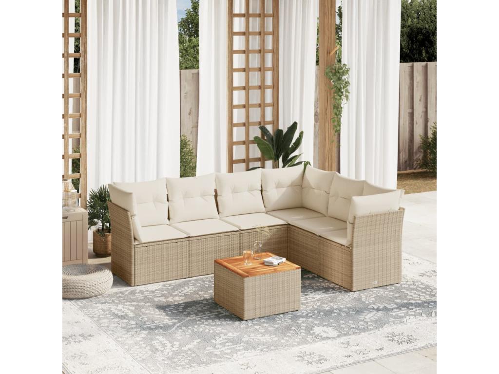 Set di mobili da esterno in vimini intrecciato in resina beige - dlz1766572331260