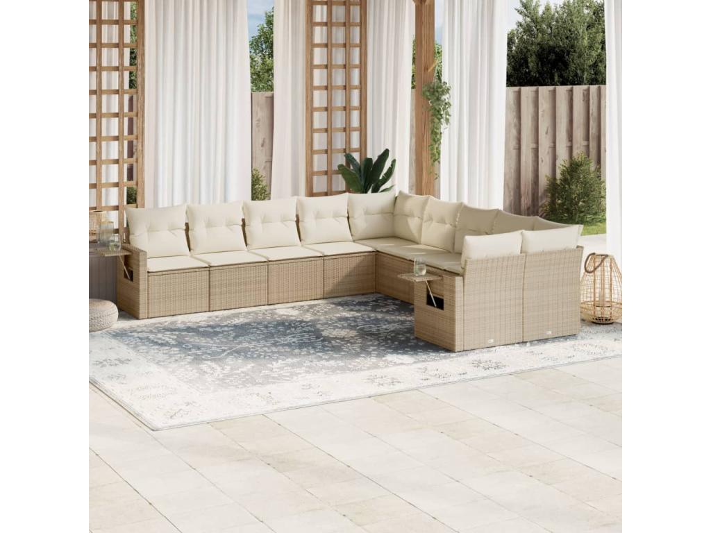 Set di mobili da esterno in vimini intrecciato in resina beige - dlz1766572202156