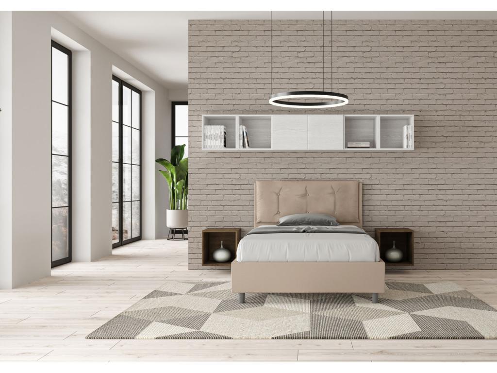 Letto in similpelle beige, 120 x 190 cm