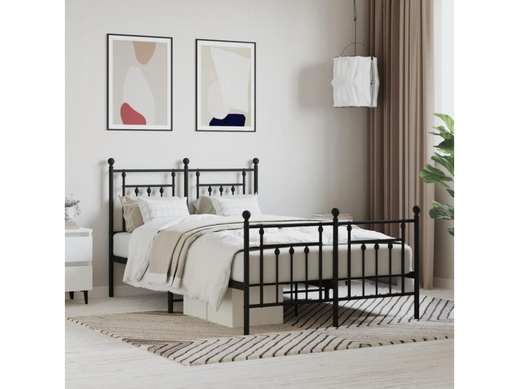 Struttura letto in metallo nero, 120 x 190 cm - dlz1766572931751