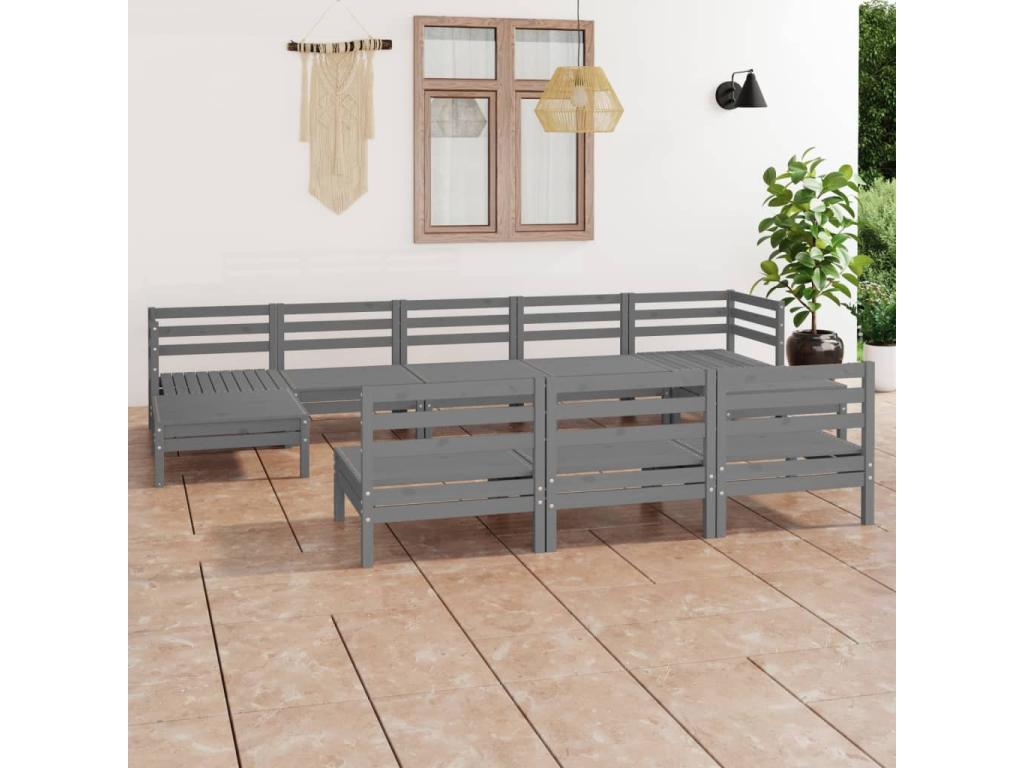 Set di mobili da esterno in legno di pino grigio - dlz1766573104649