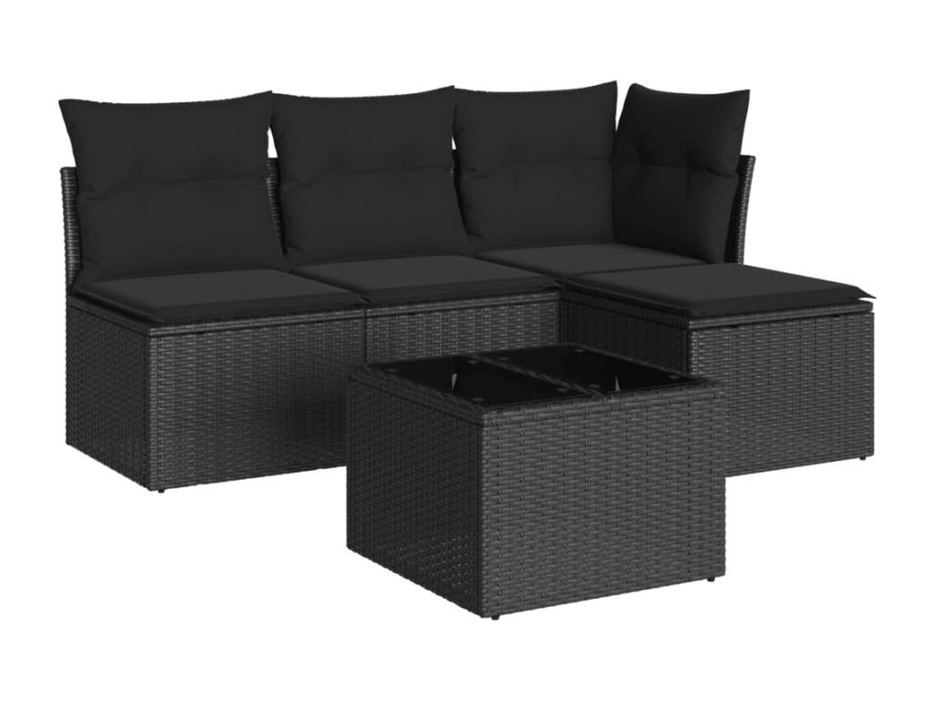 Set di mobili da esterno in vimini intrecciato in resina nera - dlz1766572786720