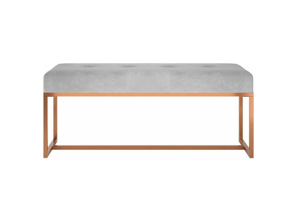 Panca in velluto grigio, 110 x 36 x 45 cm
