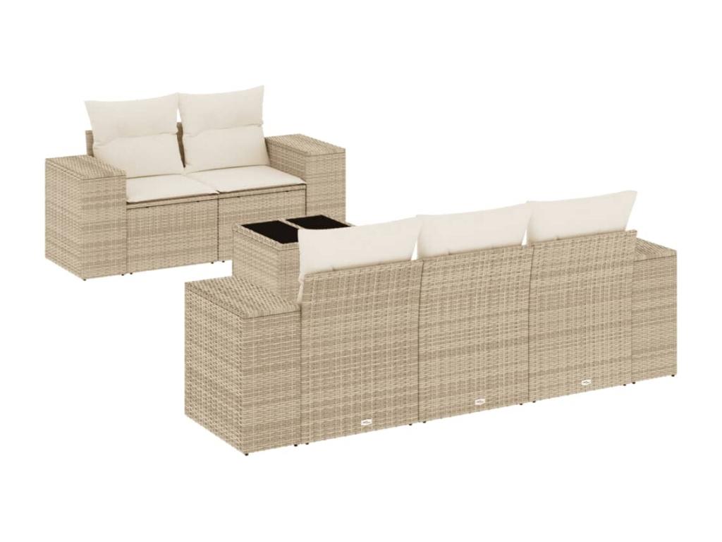 Set di mobili da esterno in vimini intrecciato in resina beige - dlz1766572275202