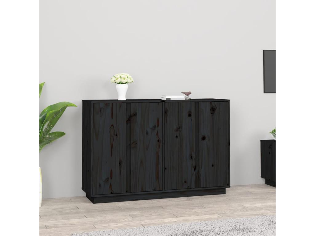 Credenza in legno massello nero, 120 x 35 x 80 cm