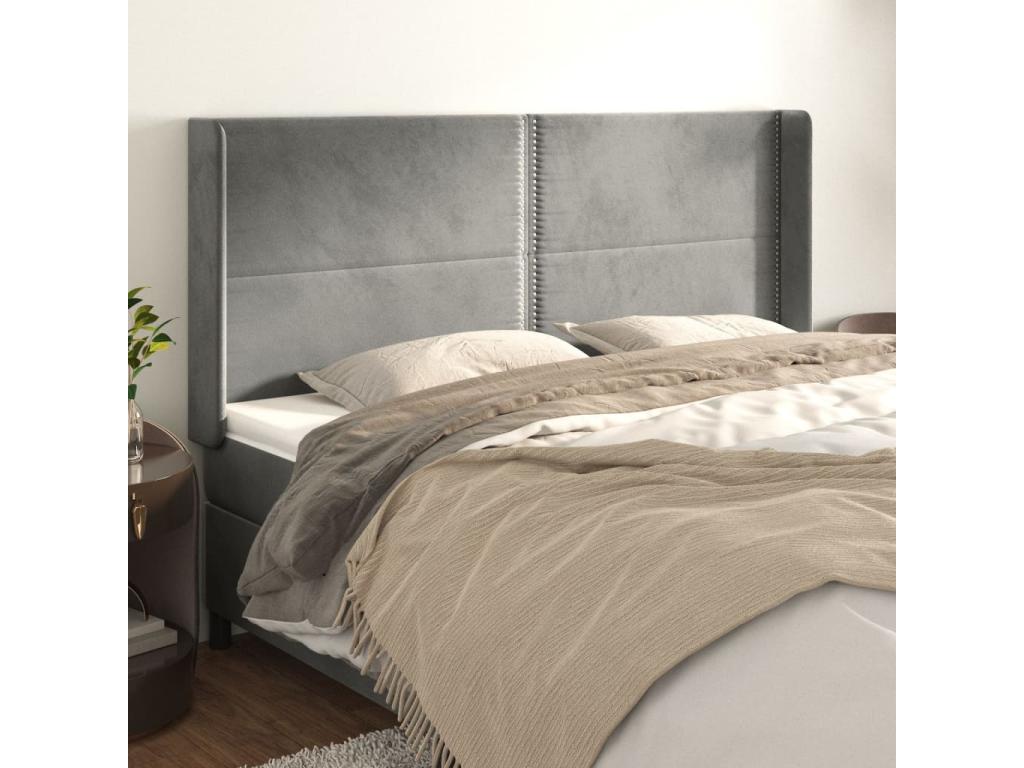 Letto in velluto grigio, 203 x 16 x 118 cm