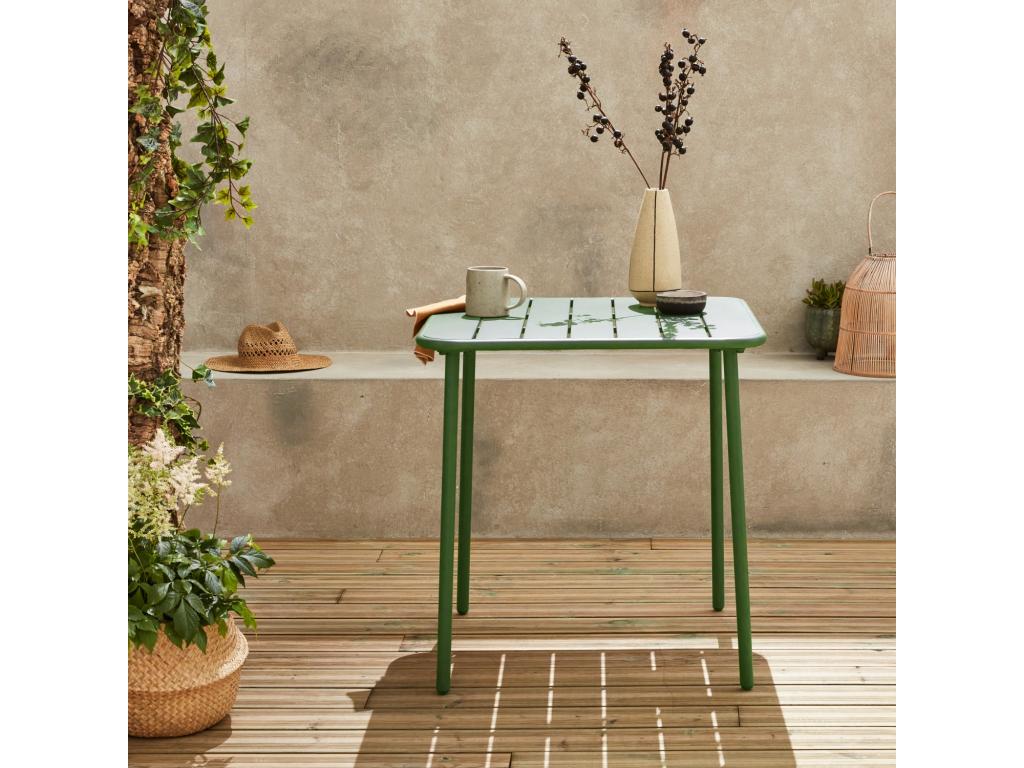 Tavolo in metallo verde, 70 x 70 cm