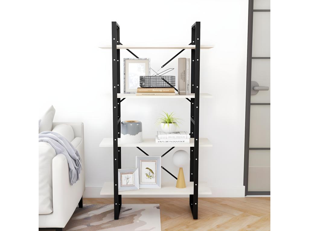 Libreria in legno di pino bianco, 80 x 30 x 140 cm