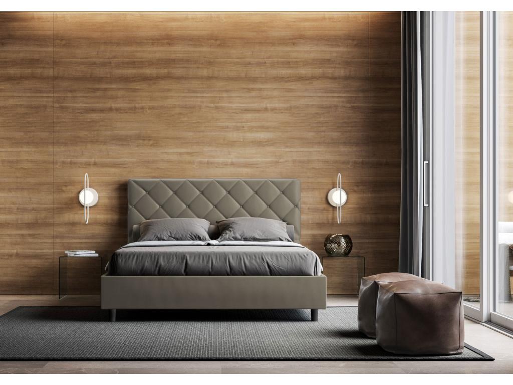 Letto in similpelle marrone, 160 x 200 cm - dlz1766573018275