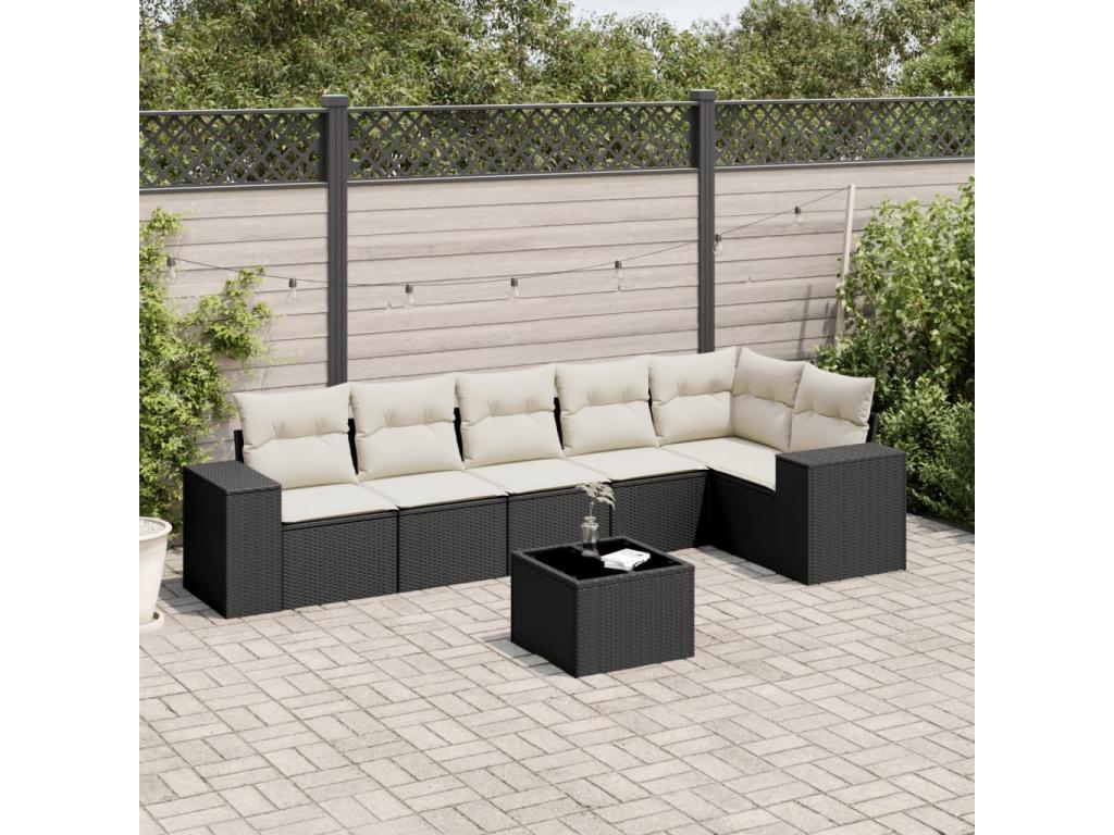 Set di mobili da esterno in vimini intrecciato in resina nera - dlz1766573006551