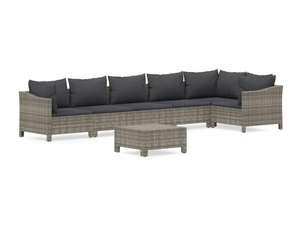 Set di mobili da esterno in vimini intrecciato in resina grigia - dlz1766572719987