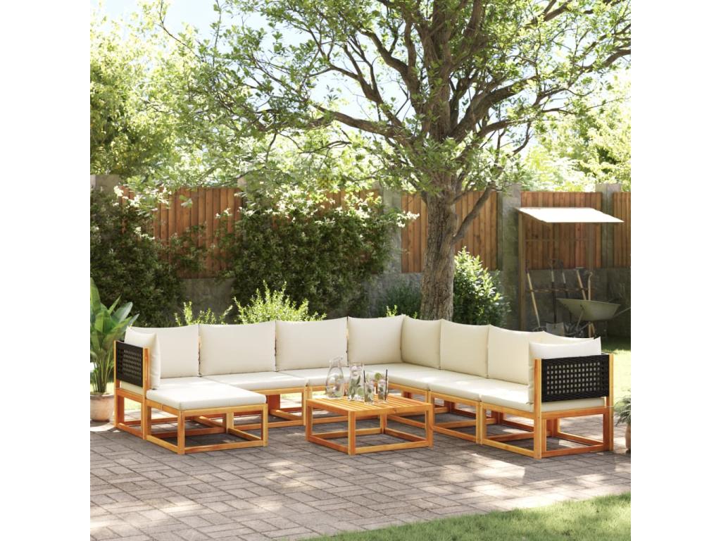 Set di mobili da esterno in legno massello marrone