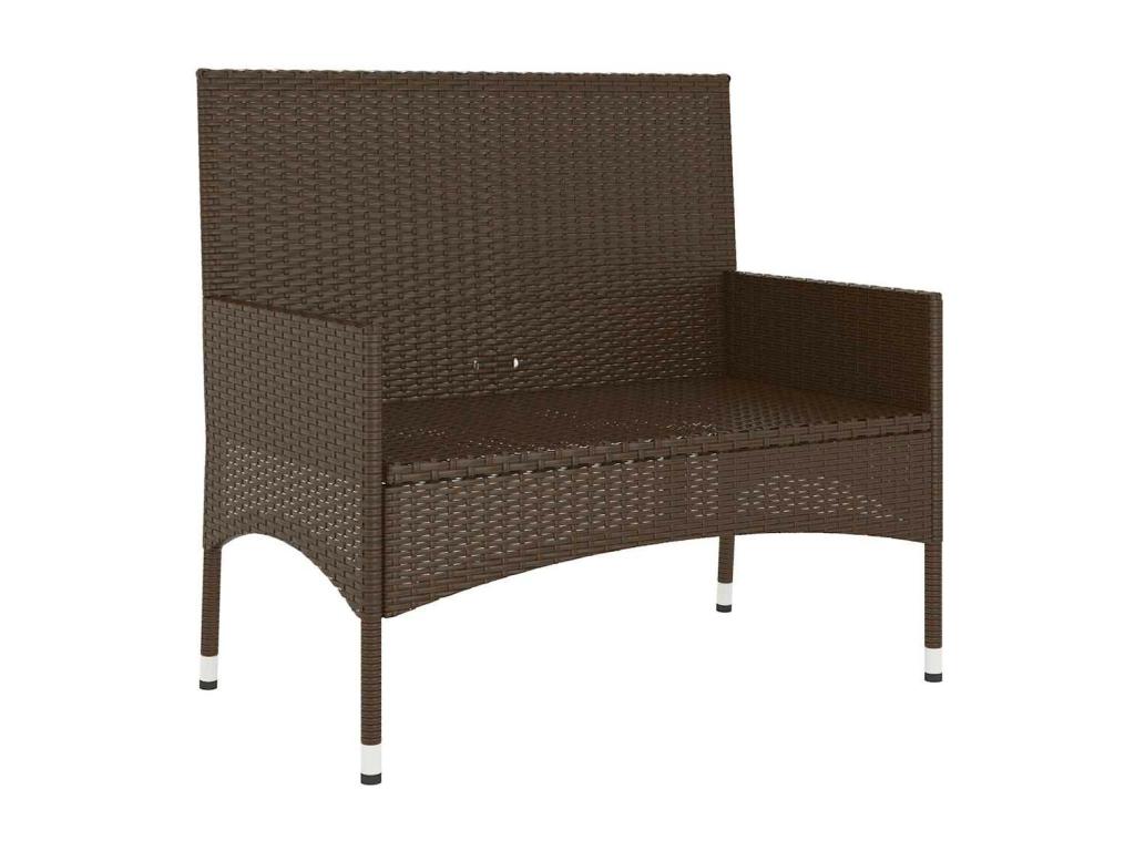 Panca in vimini intrecciato in resina marrone