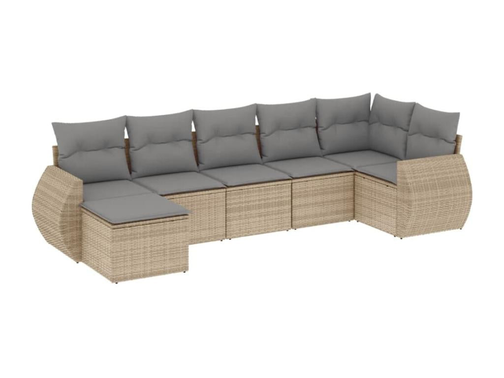 Set di mobili da esterno in vimini intrecciato in resina beige - dlz1766572883728