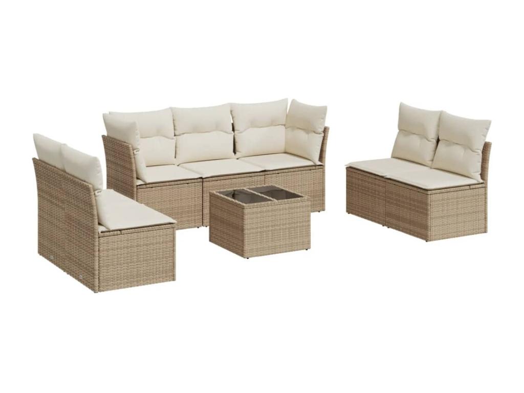 Set di mobili da esterno in vimini intrecciato in resina beige - dlz1766573036876