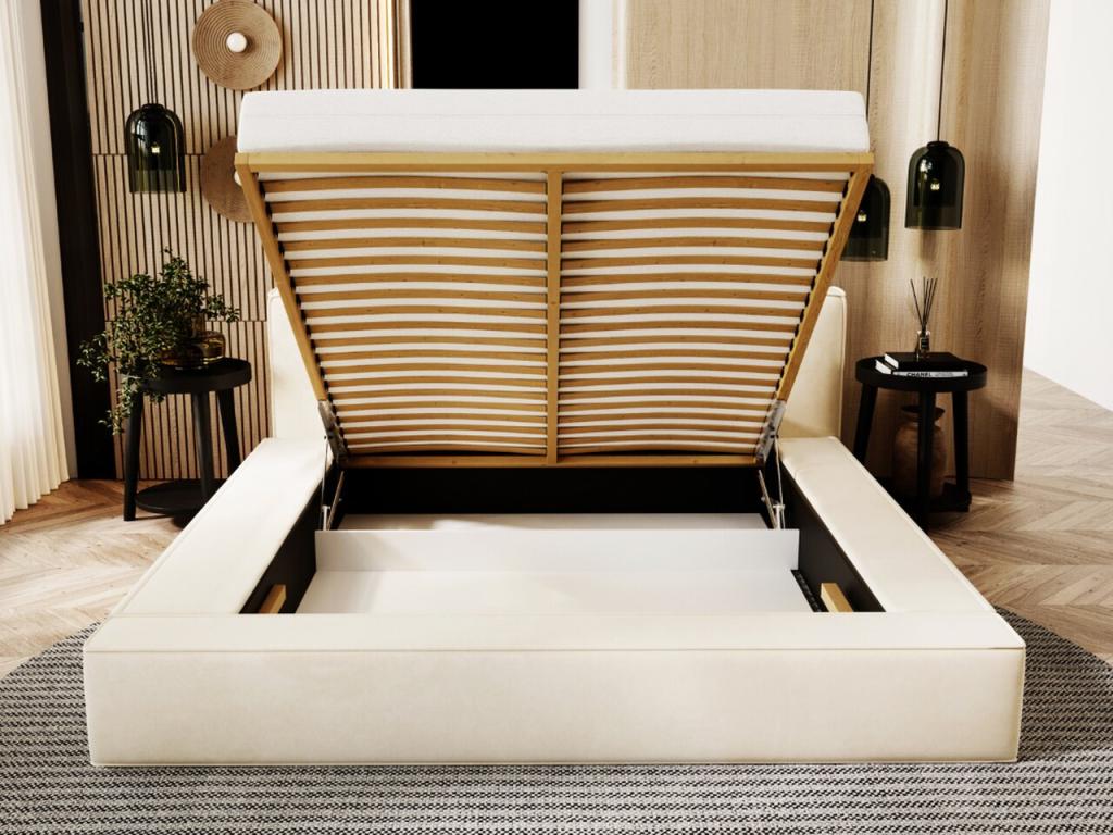 Letto in velluto grigio, 160 x 200 cm