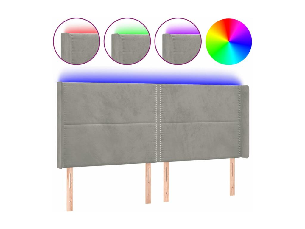 Letto in velluto grigio, 203 x 16 x 118 cm - dlz1766573015605