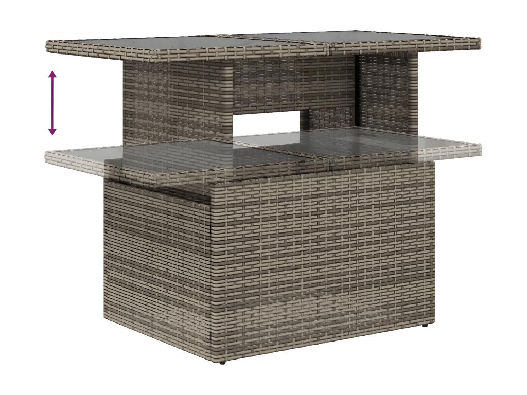 Set di mobili da esterno in vimini intrecciato in resina grigia - dlz1766573046782