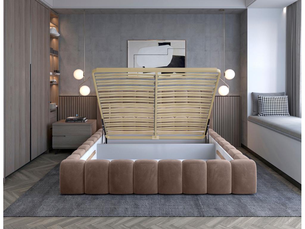 Letto in velluto marrone, 180 x 200 cm