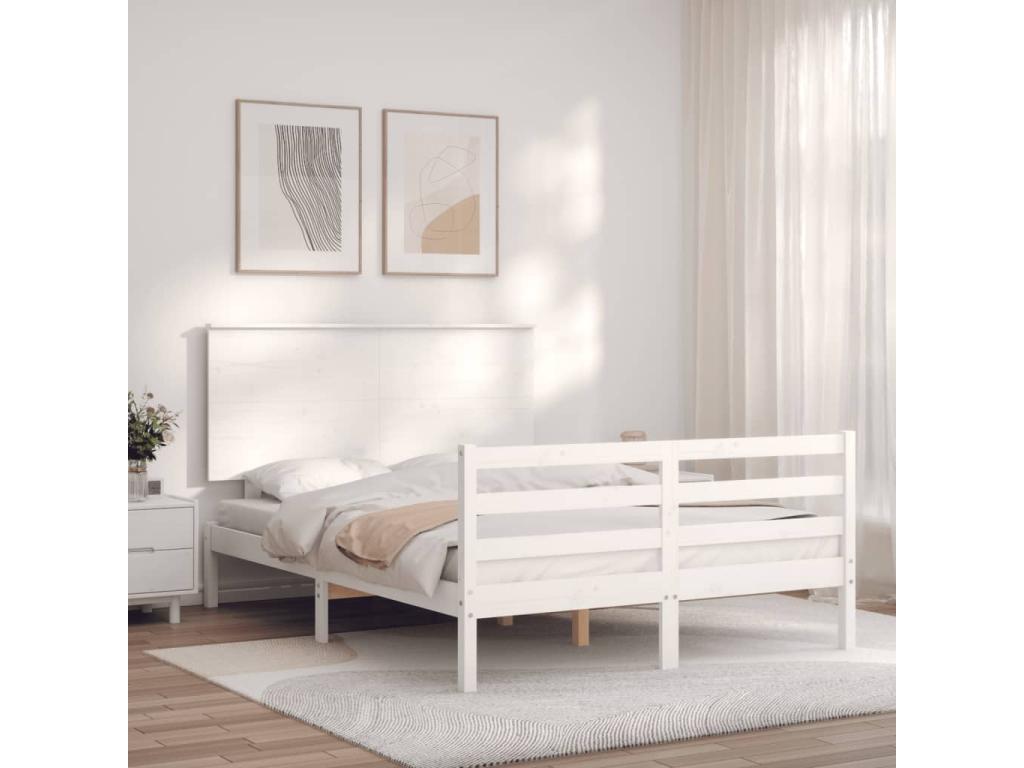 Struttura letto in legno massello bianco, 120 x 200 cm