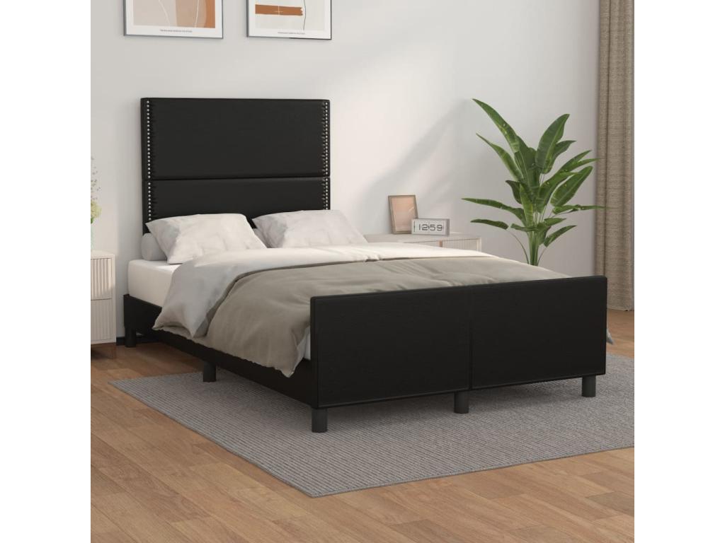 Struttura letto in similpelle nera, 120 x 190 cm
