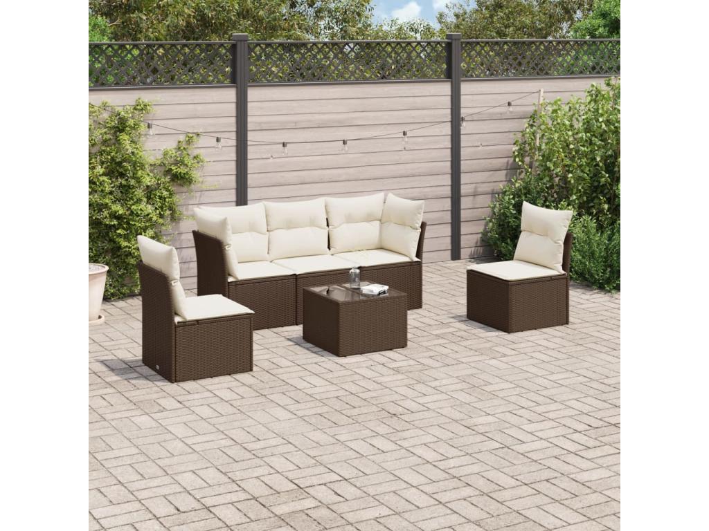 Set di mobili da esterno in vimini intrecciato in resina marrone - dlz1766572708643