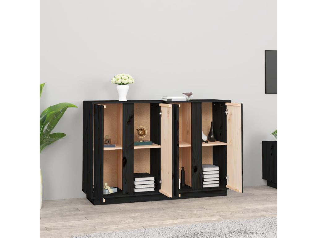 Credenza in legno massello nero, 120 x 35 x 80 cm