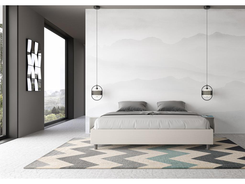 Struttura letto in similpelle bianca, 200 x 210 cm