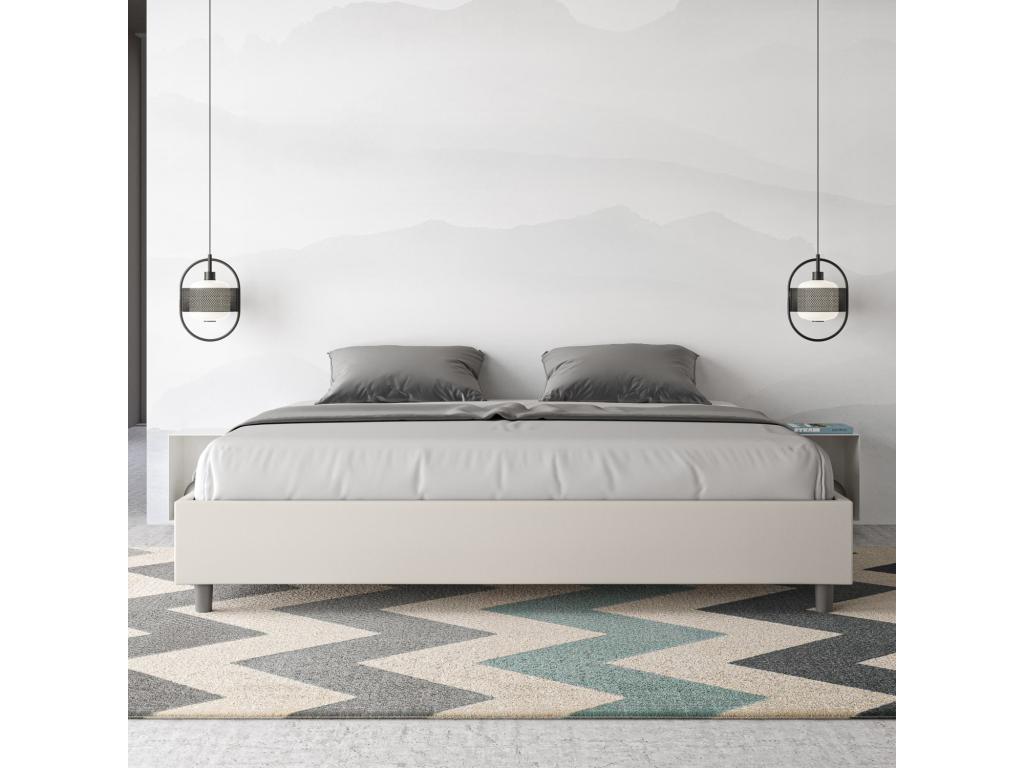 Struttura letto in similpelle bianca, 200 x 210 cm