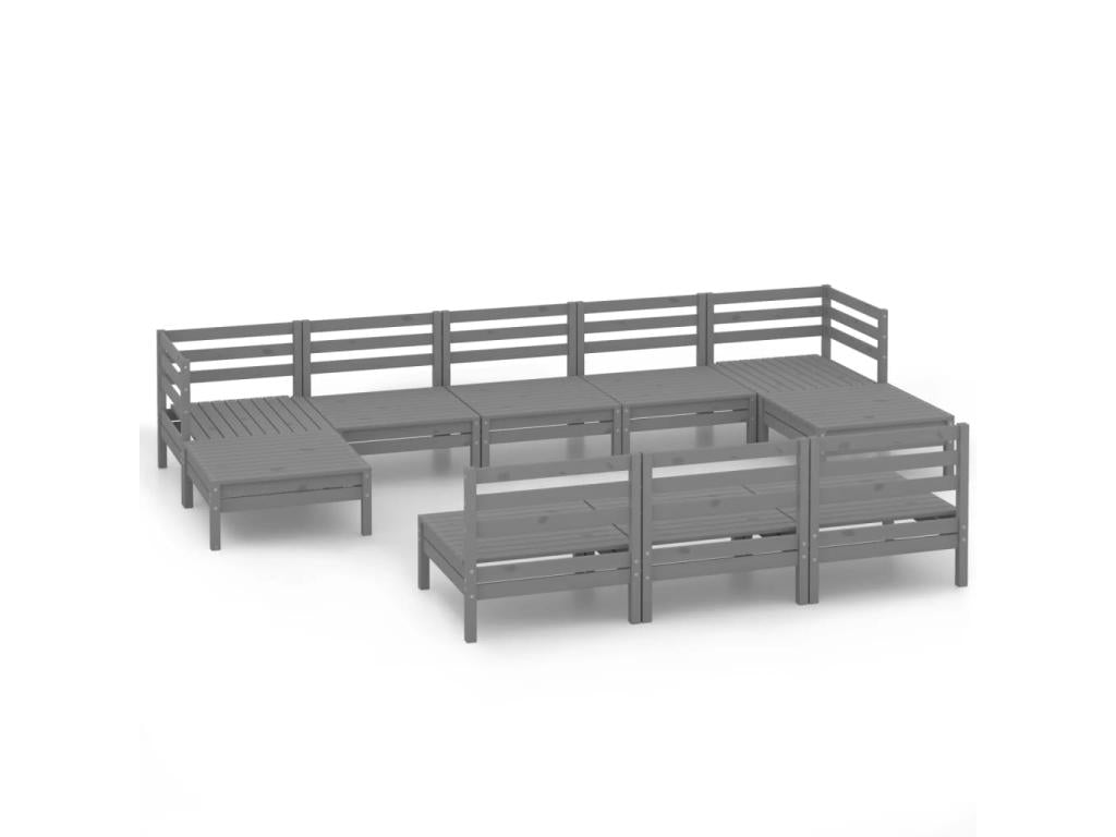 Set di mobili da esterno in legno di pino grigio - dlz1766573104649