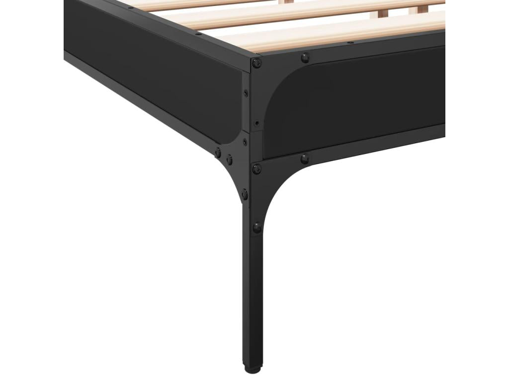 Struttura letto in legno ingegnerizzato nero, 200 x 200 cm