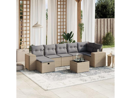 Set di mobili da esterno in vimini intrecciato in resina beige - dlz1766572326411