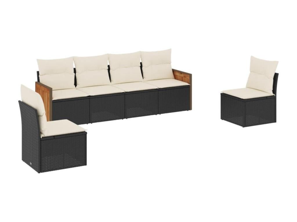 Set di mobili da esterno in vimini intrecciato in resina nera - dlz1766572933980