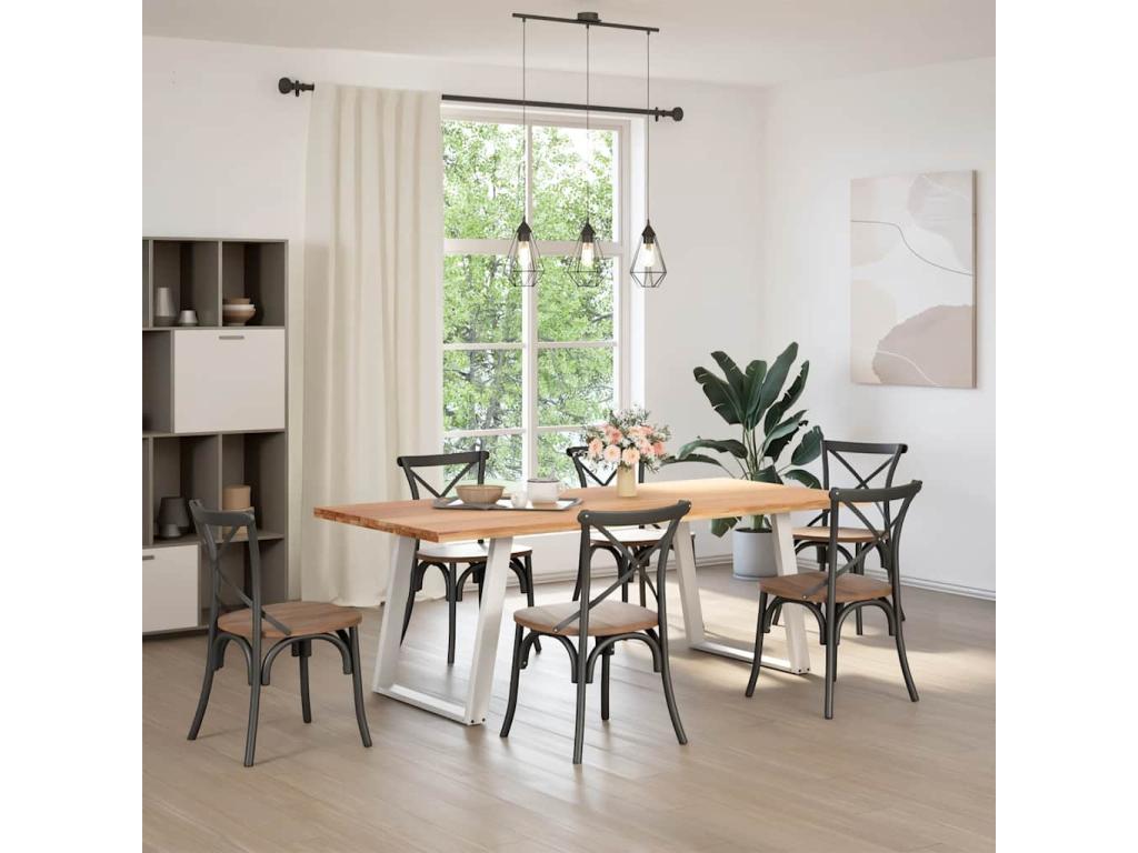 Tavolo da pranzo in legno di quercia marrone