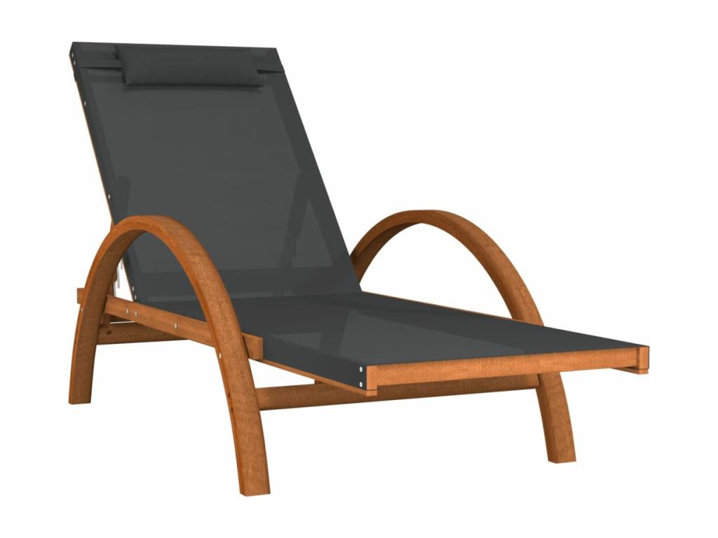 Chaise longue in legno massello grigio