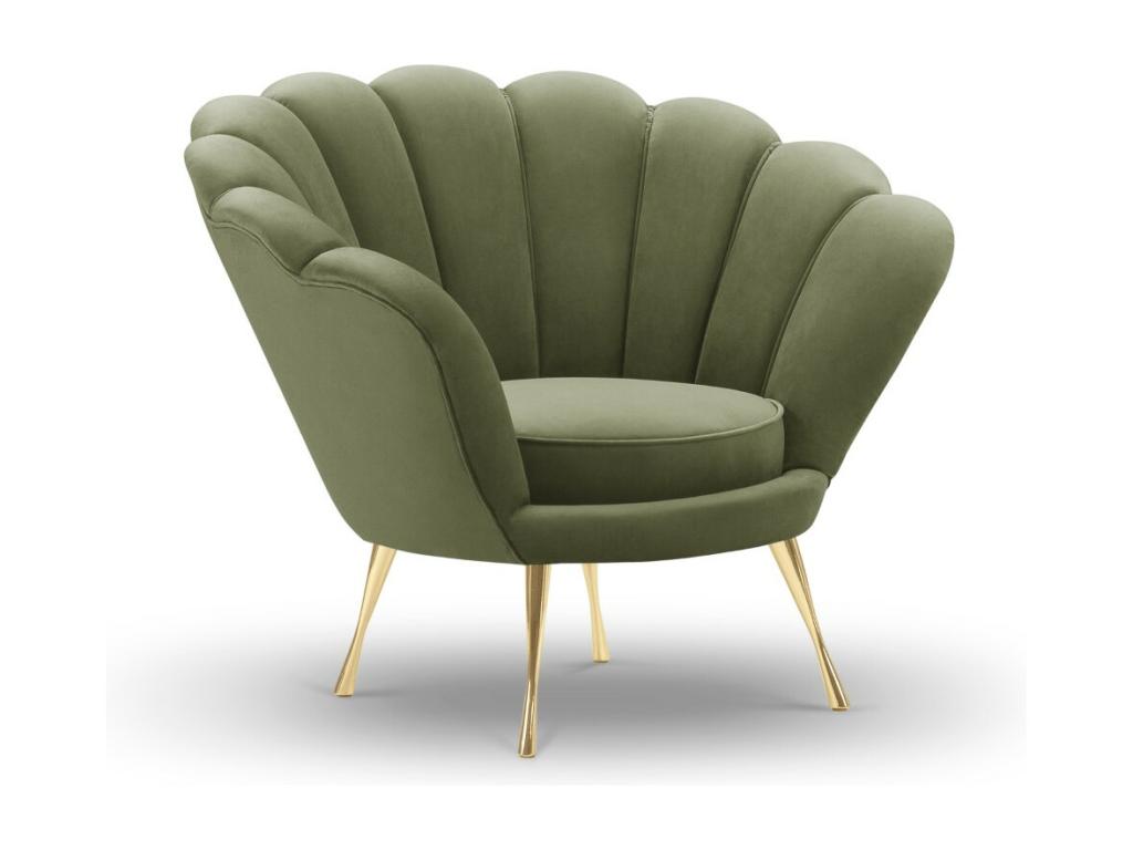 Poltrona in velluto verde, 98 x 78 x 76 cm
