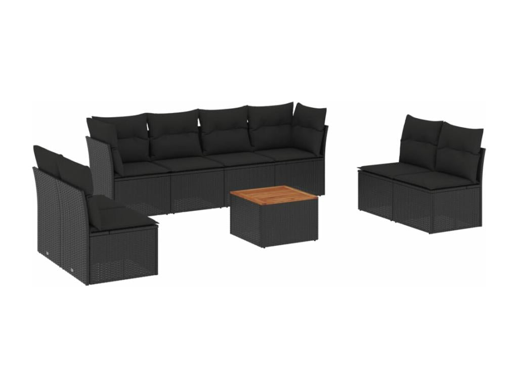 Set di mobili da esterno in vimini intrecciato in resina nera - dlz1766572699917