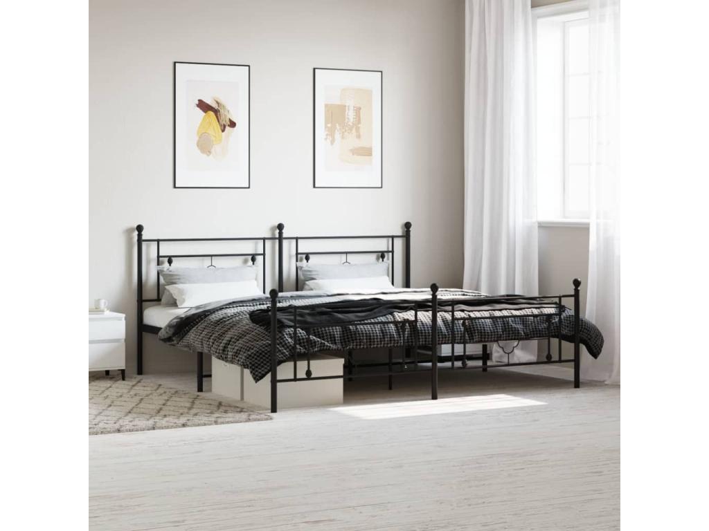 Struttura letto in metallo nero, 193 x 203 cm