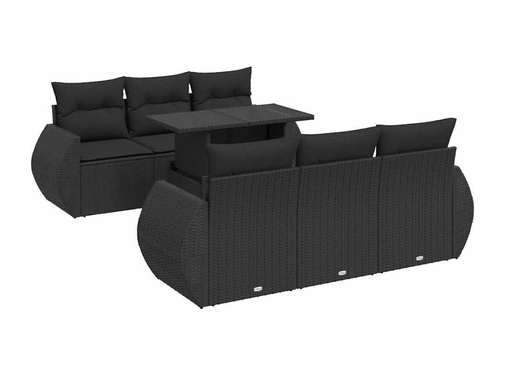 Set di mobili da esterno in vimini intrecciato in resina nera - dlz1766572270597